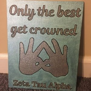Zeta Tau Alpha glitter hands canvas